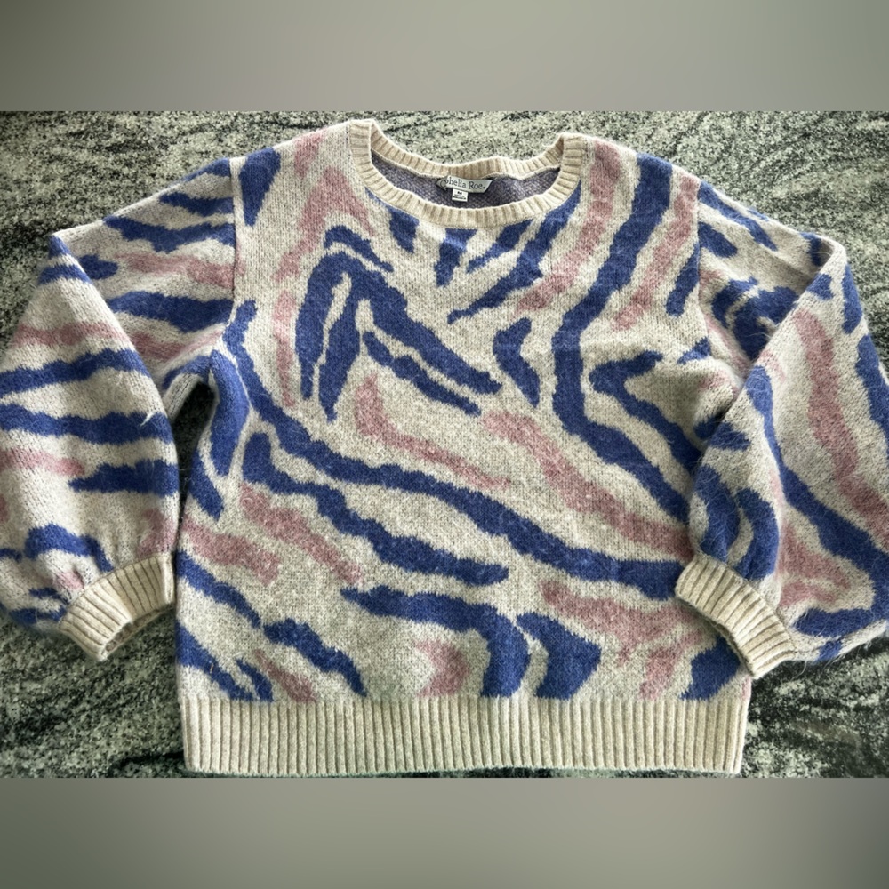 Blue and Pink Animal Print Sweater